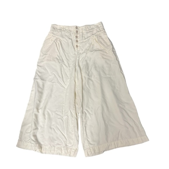 Anthropologie Cream Wide-Leg Oceanside Pants Size Medium - Picture 2 of 5